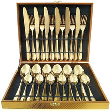 Load image into Gallery viewer, Share Elegant 24-Piece Luxury Premium Gold Silverware Set - Mirror Polished Cutlery
