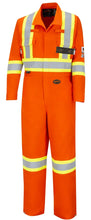 Load image into Gallery viewer, FR-Tech Flame Resistant Hi-Viz Safety Coverall Pioneer Hi Vis Orange 2" Striping
