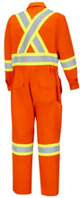 Load image into Gallery viewer, FR-Tech Flame Resistant Hi-Viz Safety Coverall Pioneer Hi Vis Orange 2" Striping
